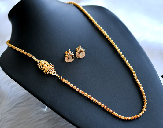 Gold tone cz white lakshmi mugappu set dj-43624