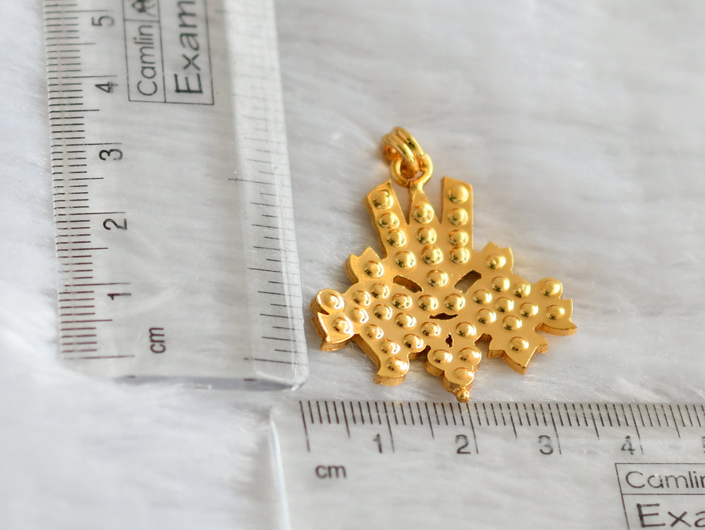 Gold tone AD pink-white-Thirumal Nama shanku-chakra pendant dj-46953