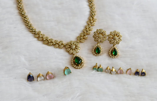 Matte finish cz white color changeable necklace set dj-50594