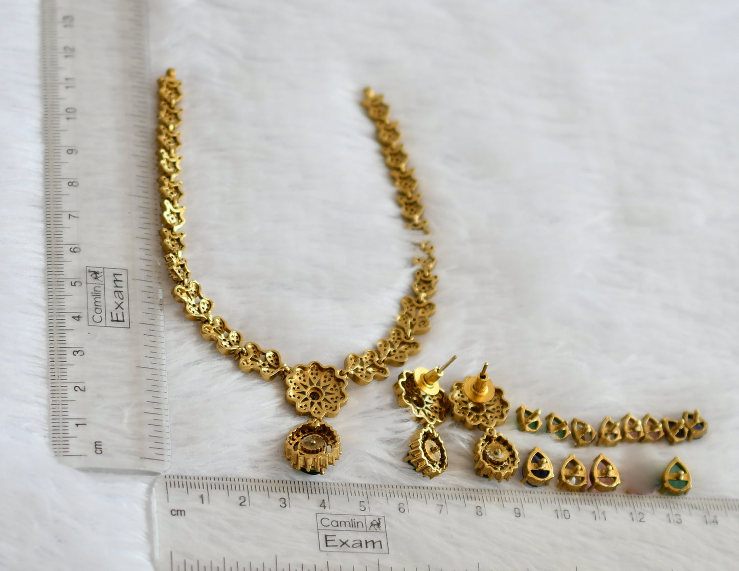 Matte finish cz white color changeable necklace set dj-50594