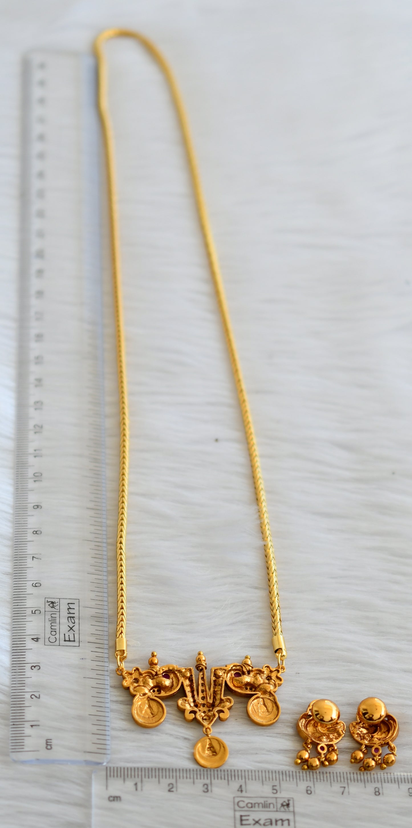 Matte finish kemp-green Thirumal nama chain set dj-45290