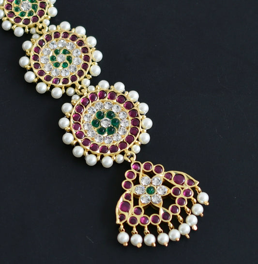 Gold tone semi precious Kemp Bridal Tikka -dj11101