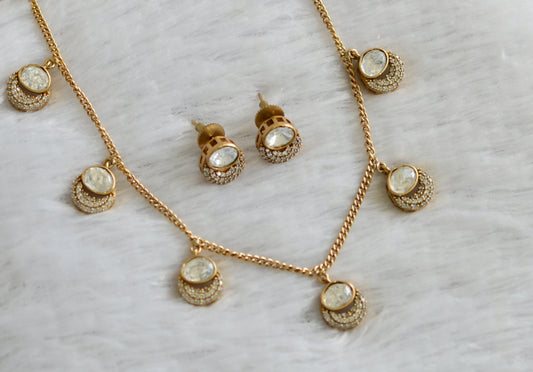 Antique white mossainite stone necklace set dj-46964