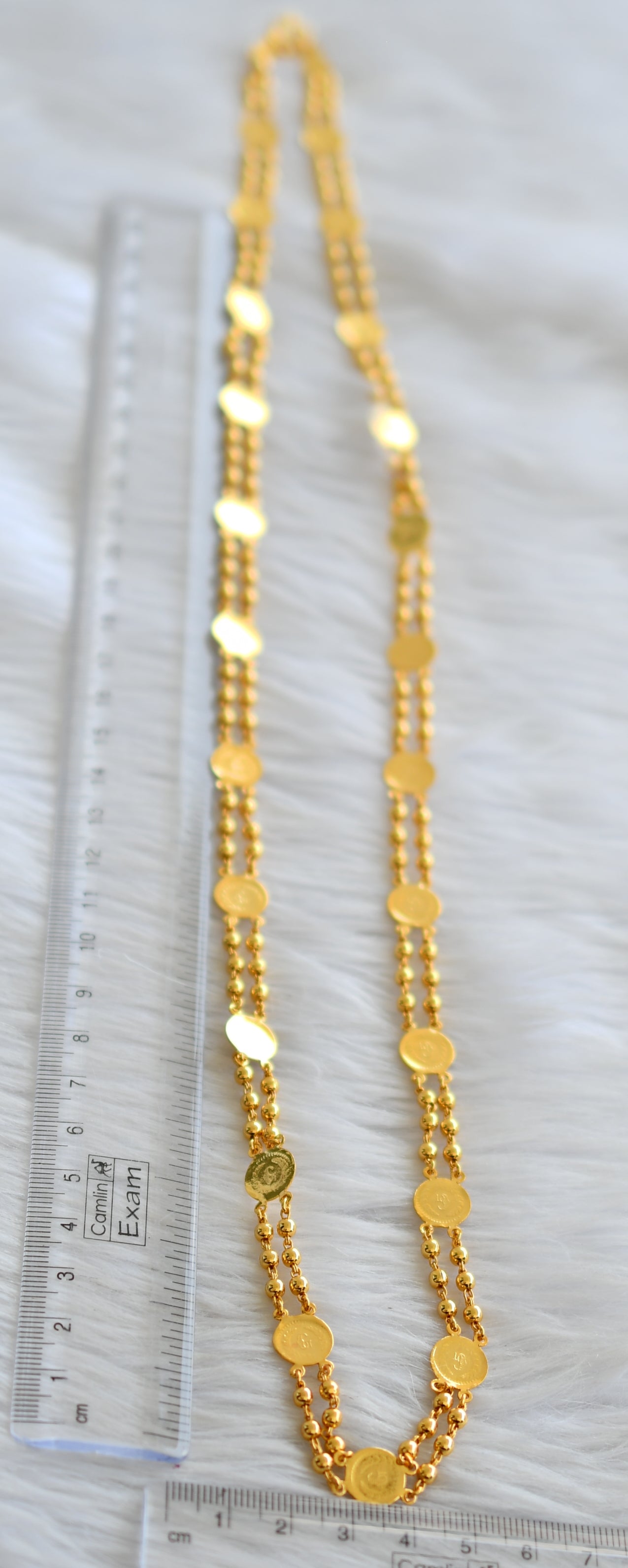 Gold tone double layer 30 inches Lakshmi coin chain dj-37336