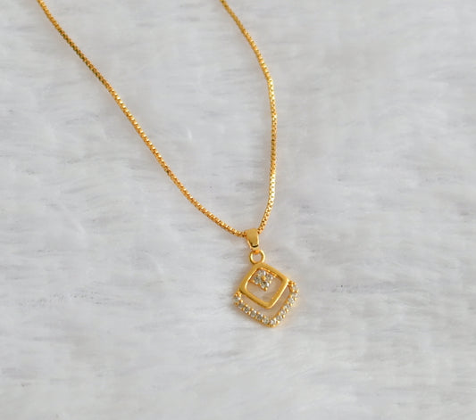 Gold tone 18 inches chain with cz white stone pendant dj-50606