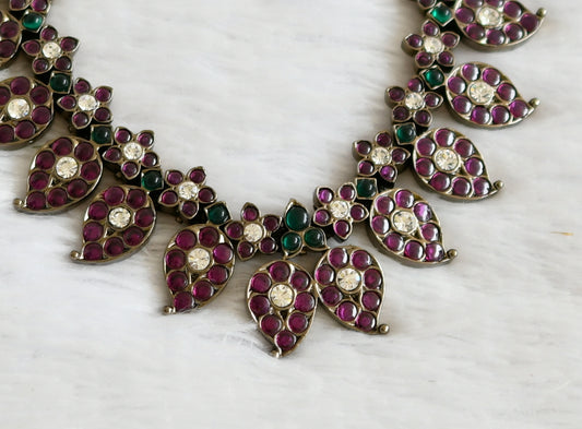 Black finish precious kemp-green-white pearl mango necklace dj-50632