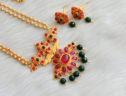 Antique gold tone kemp-green agates necklace set dj-42359