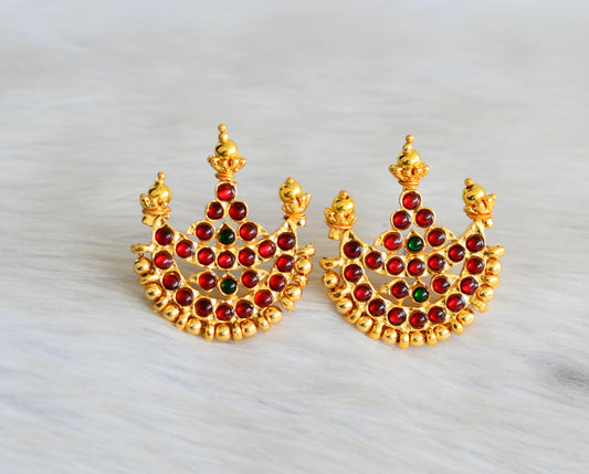 Gold tone kemp-green moon earrings dj-42368