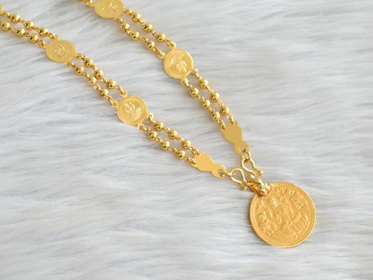 Gold tone 24 inches lakshmi coin chain with lakshmi coin pendant dj-43651