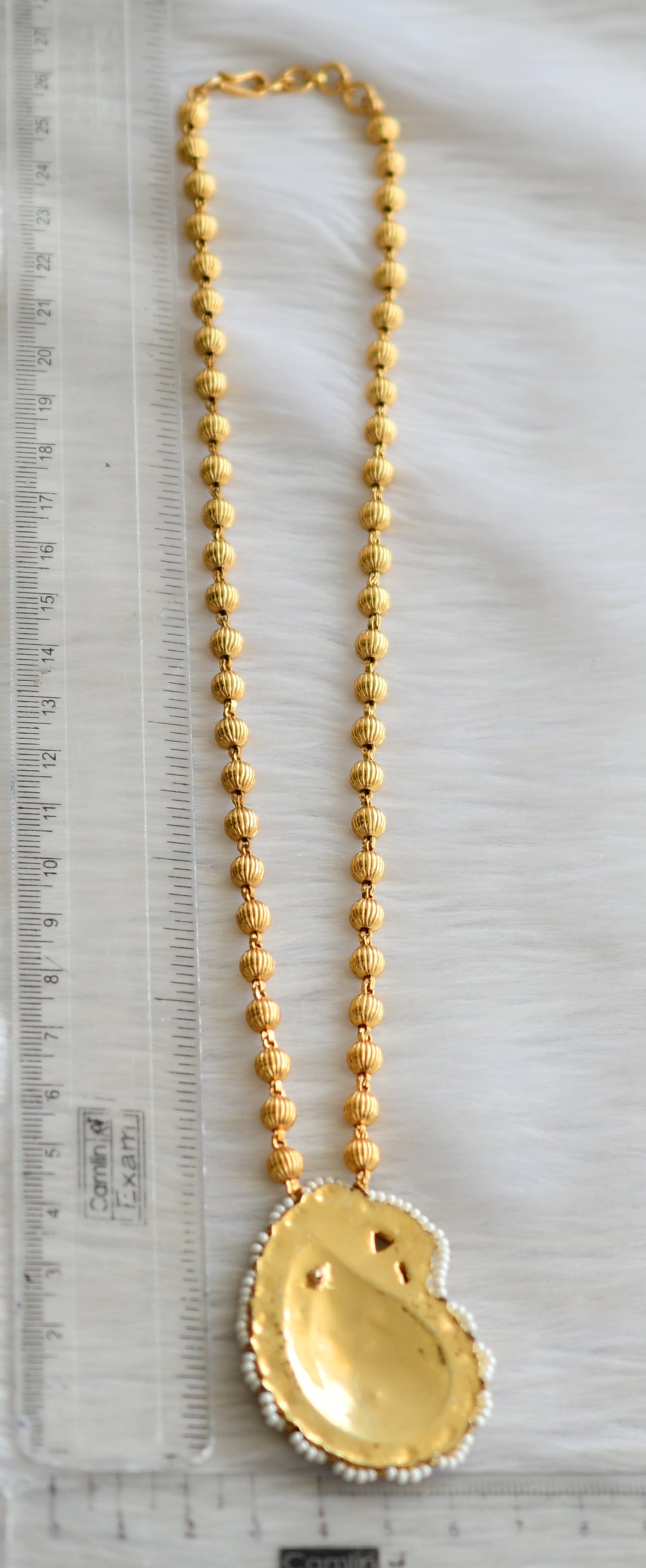 Gold tone pink-blue-white kundan jadau mango Hasli necklace dj-42358