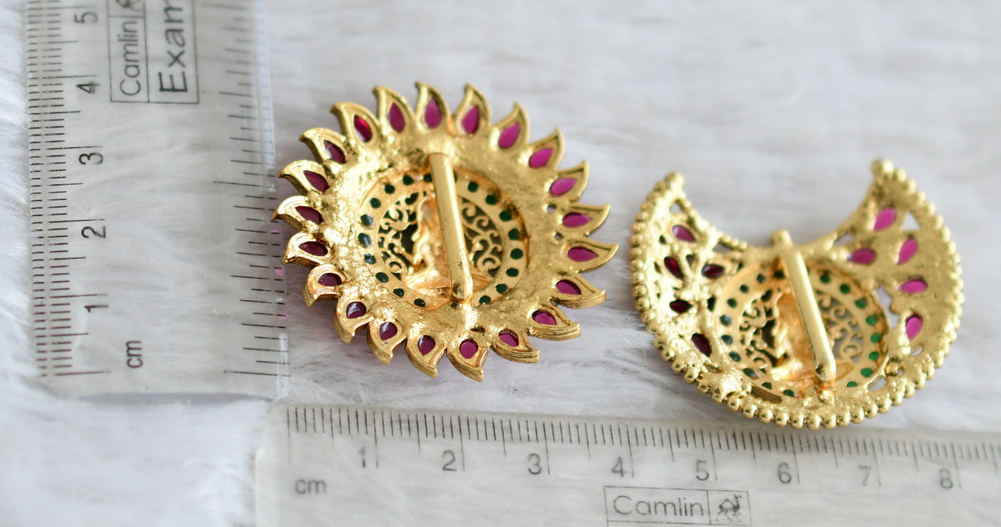 Antique gold tone kemp-green lakshmi mango sun-moon hair jewel dj-48782