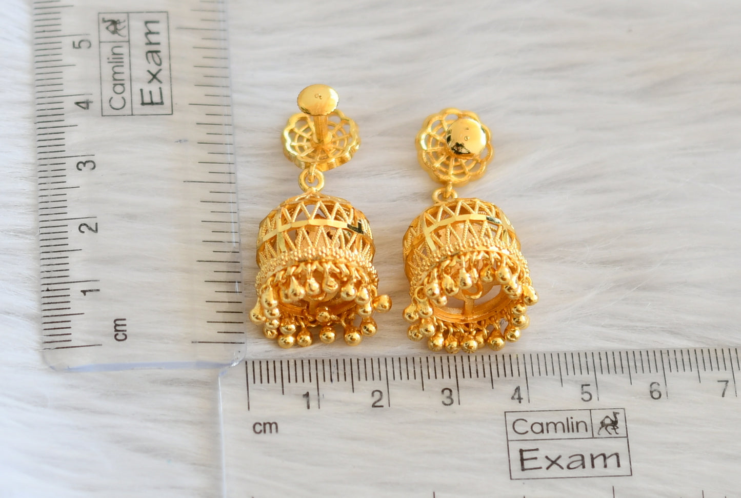 Gold tone ruby stone lakshmi jhumkka dj-45323
