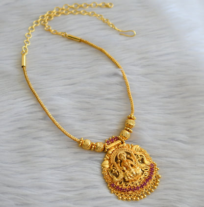 Gold tone ruby lakshmi peacock necklace dj-45328