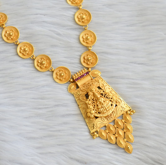 Matte gold tone ruby lakshmi kerala style haar dj-45333