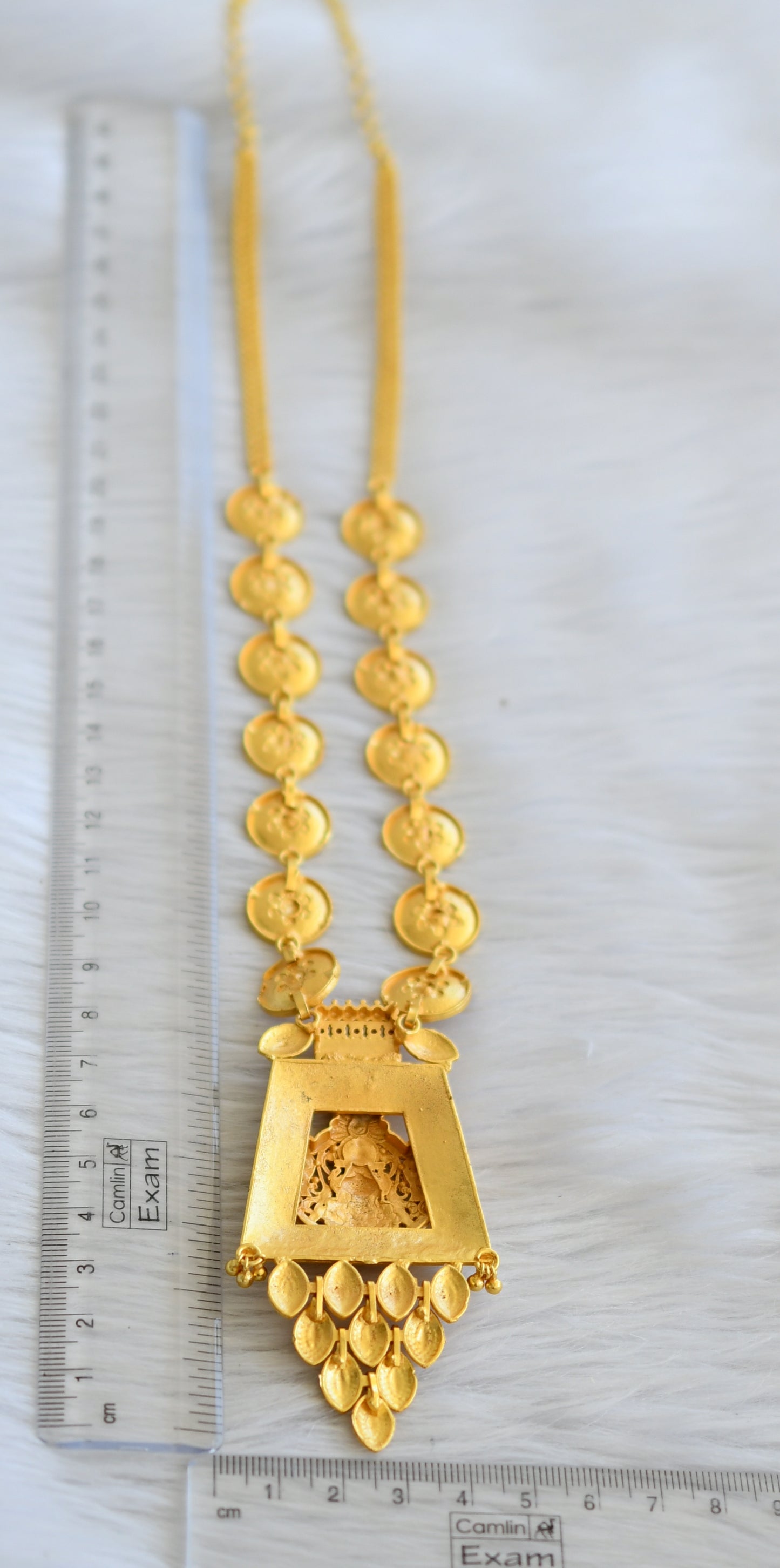 Matte gold tone ruby lakshmi kerala style haar dj-45333