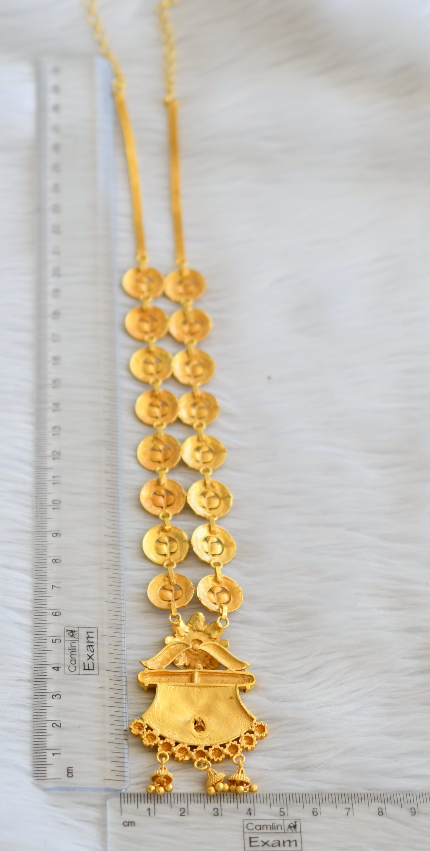 Matte gold tone ruby flower kerala style haar dj-45336