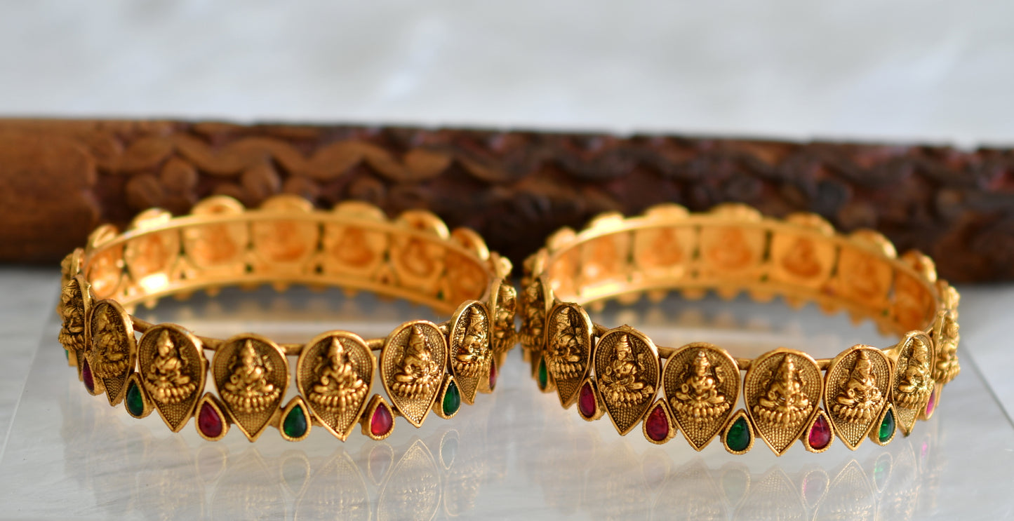 Matte finish kemp-green lakshmi bangles(2.6) dj-43684