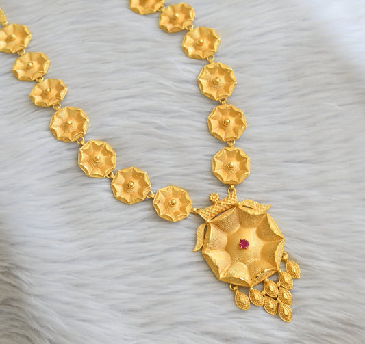 Matte gold tone ruby flower kerala style haar dj-45338