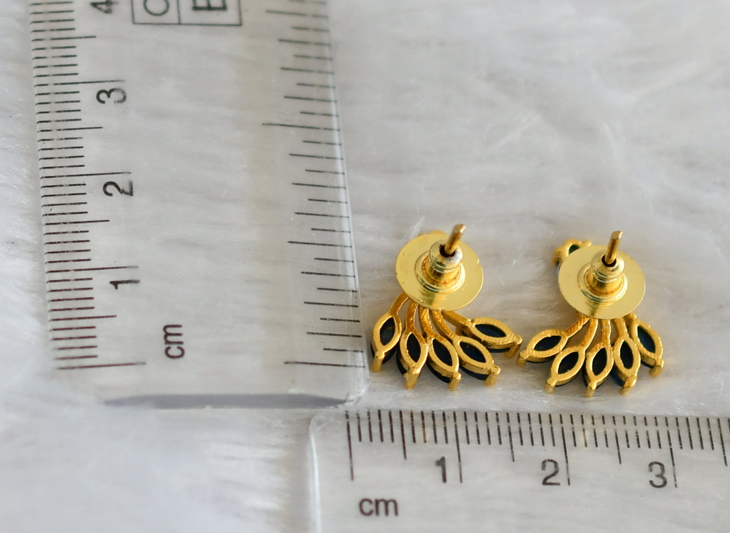 Gold tone blue stone earrings dj-47025