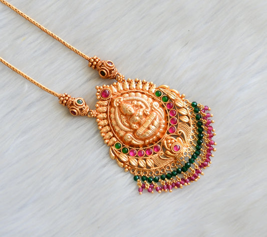 Gheru finish kemp-green Lakshmi chain necklace dj-42402