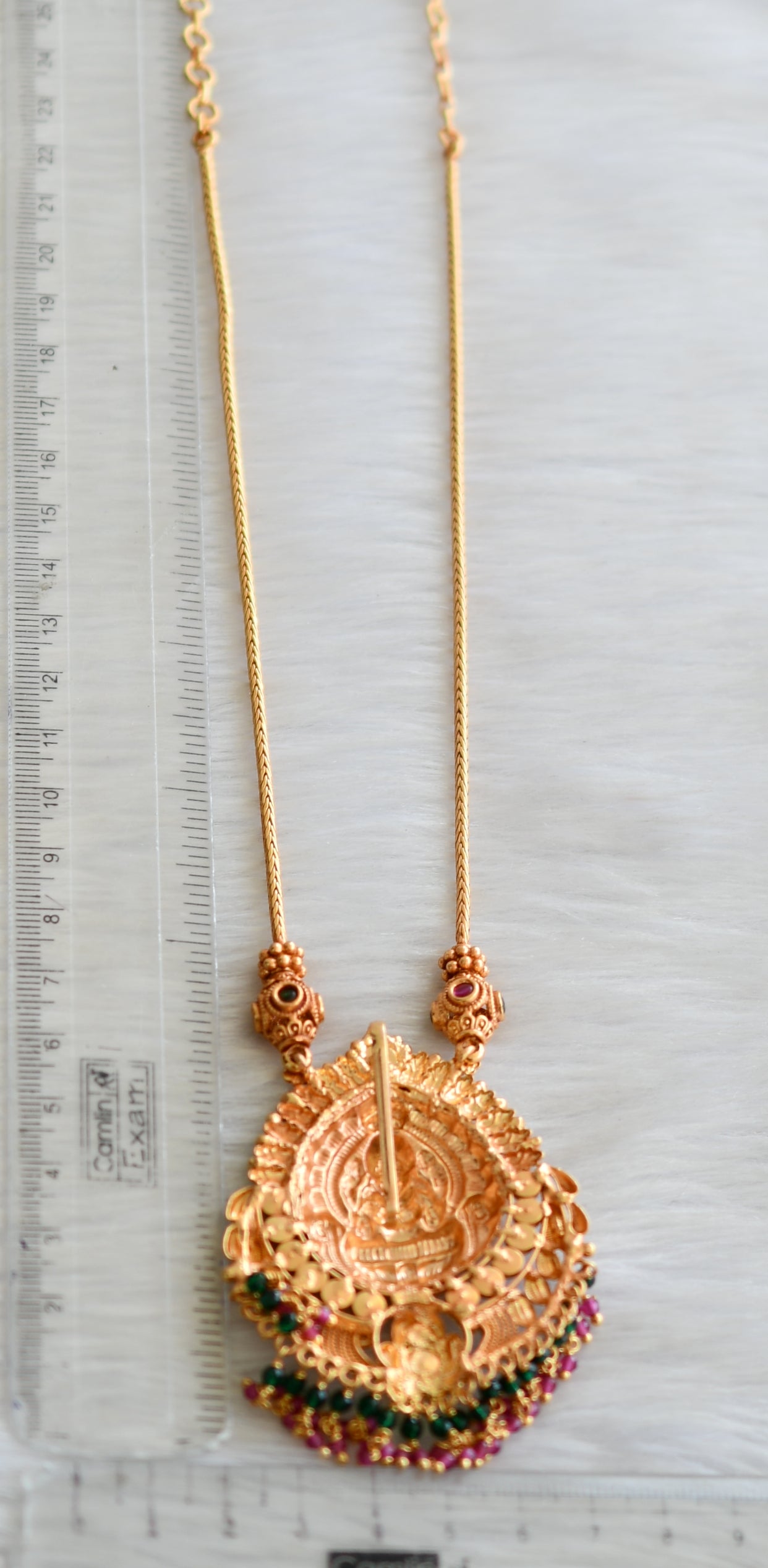 Gheru finish kemp-green Lakshmi chain necklace dj-42402