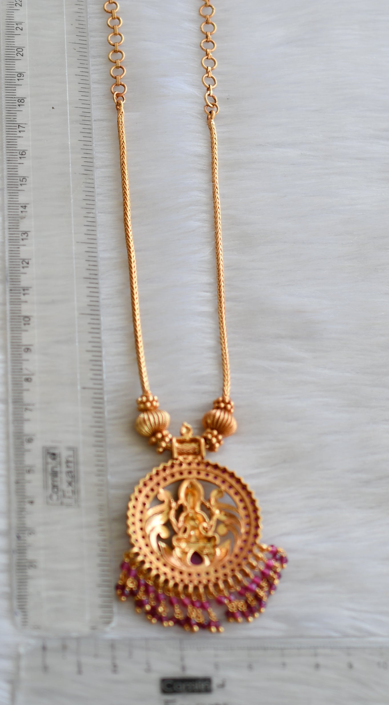 Gheru finish ruby Lakshmi chain Necklace dj-42405