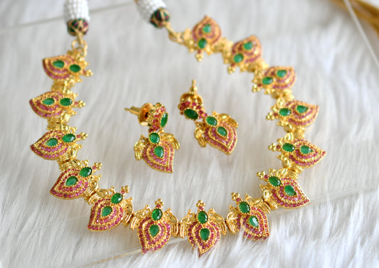 Gold tone ruby-emerald mango necklace set dj-02005