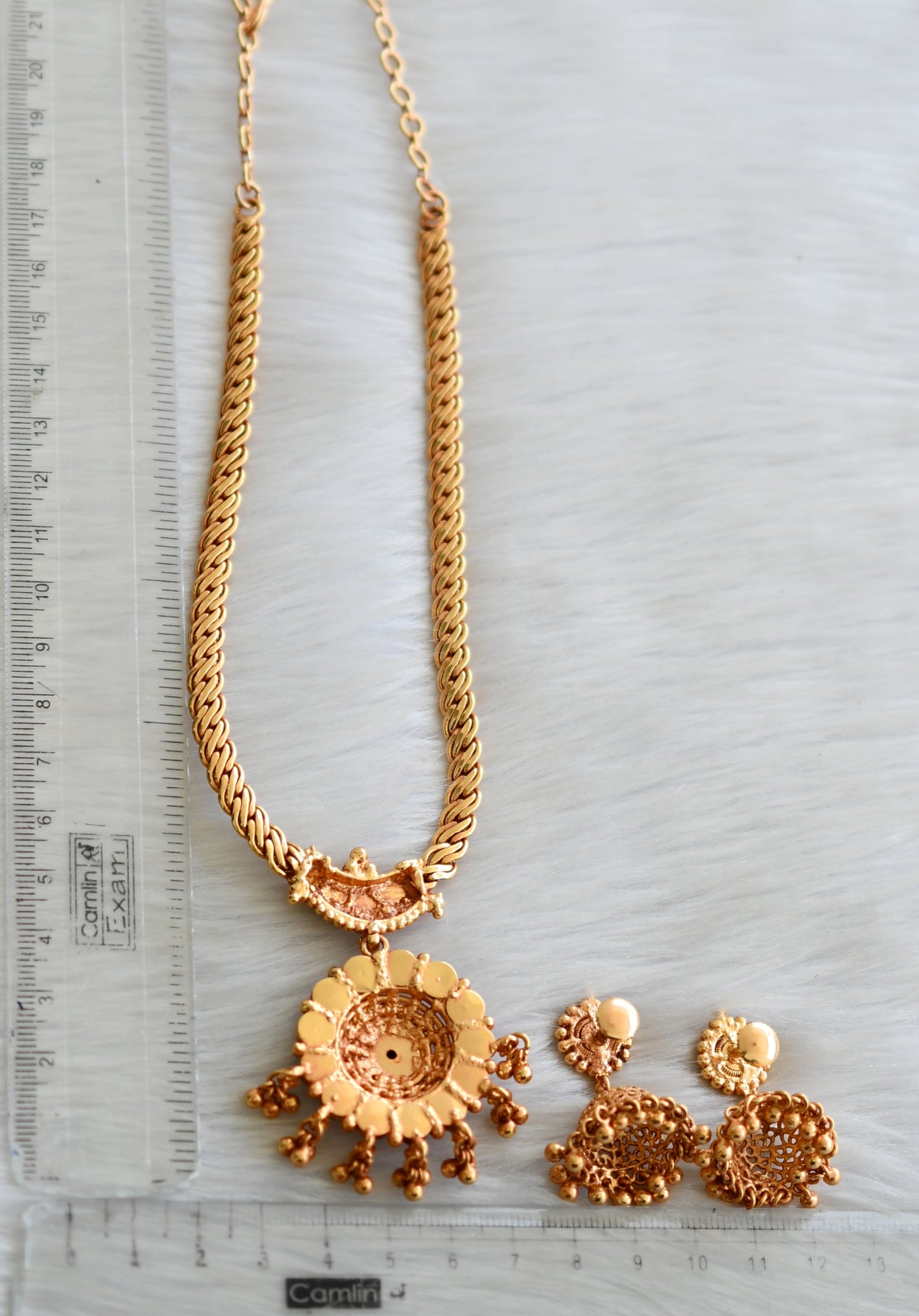 Gheru finish Kemp-green necklace set dj-42415
