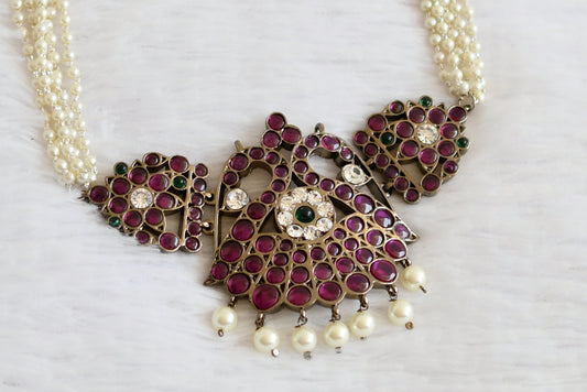 Black finish precious kemp pearl necklace dj-50729