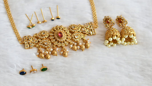 Matte finish mango white color changeable choker necklace set dj-50740