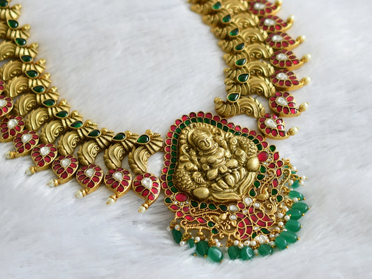 Antique gold rKundan Jadau Lakshmi-Peacock-mango haar dj-35834