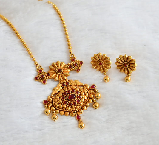 Gold tone kemp stone ball chain necklace set dj-50746