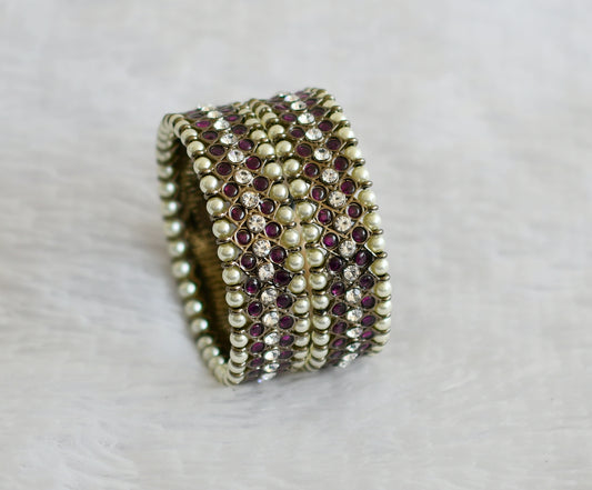 Black finish precious kemp-white pearl bangles(2.6) dj-50771