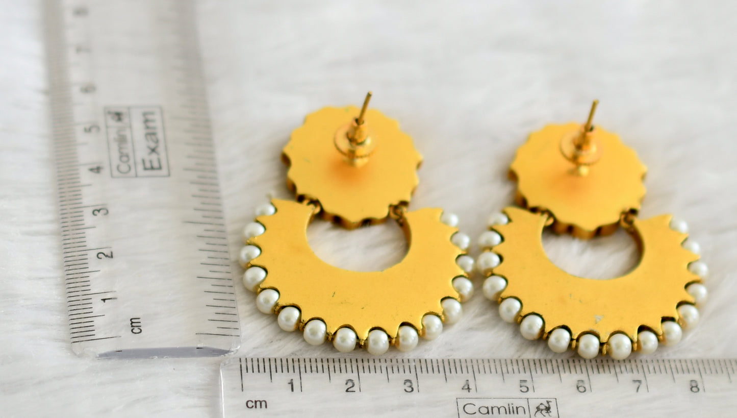 Antique Gold Look Alike Kemp-green Lotus Jadau Kundan Earrings dj-33248