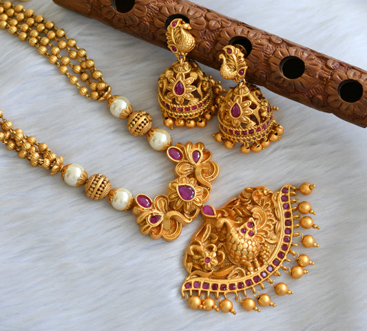 Matte finish ruby peacock haar set dj-08544