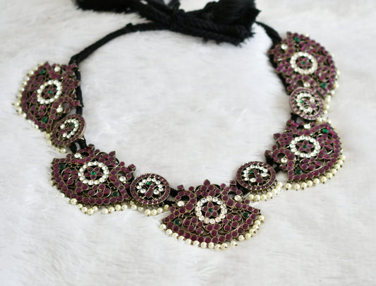 Black finish precious kemp-green-white pearl peacock waist band(big) dj-50775