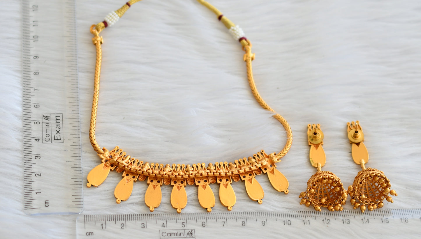 Matte finish red-green nagapadam kerala style necklace set dj-45407