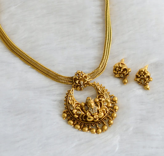 Antique gold tone cz white lakshmi bali flower necklace set dj-47056