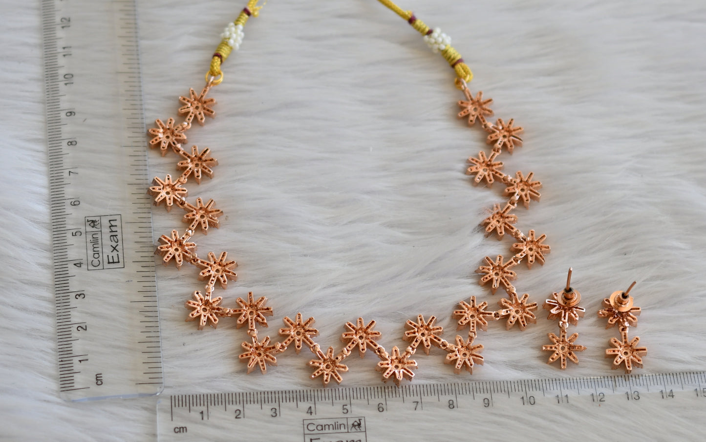 Rose gold cz white nakshathra necklace set dj-45397