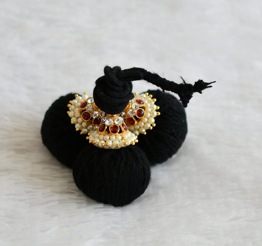 Gold tone kemp-white pearl bridal kuppulu(hair accessories) dj-50812