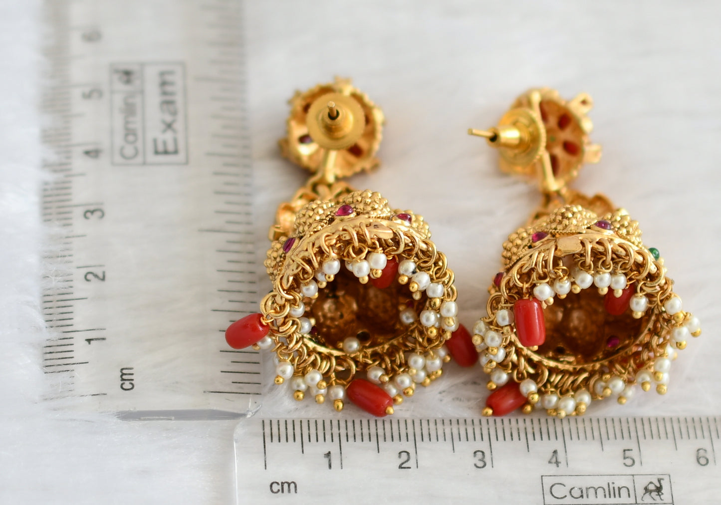 Matte finish kemp-green coral pearl mango-peacock-flower nakshi jhumkka dj-47087