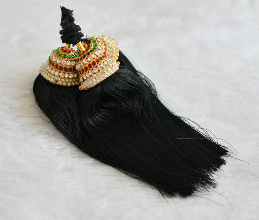 Gold tone kemp-green-white bridal kuppulu ( hair accessories) dj-50816