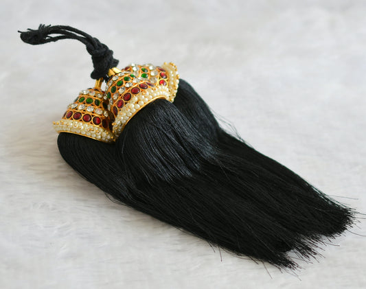 Gold tone kemp-green-white bridal kuppulu ( hair accessories) dj-50814