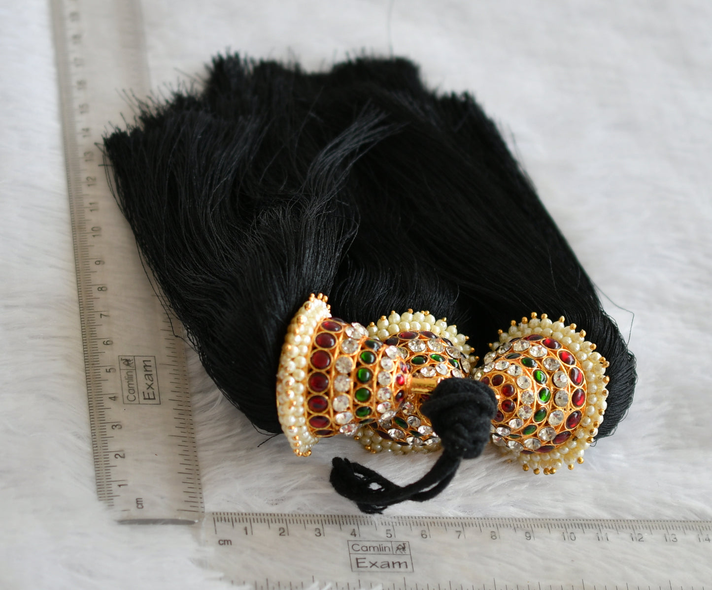 Gold tone kemp-green-white bridal kuppulu ( hair accessories) dj-50814