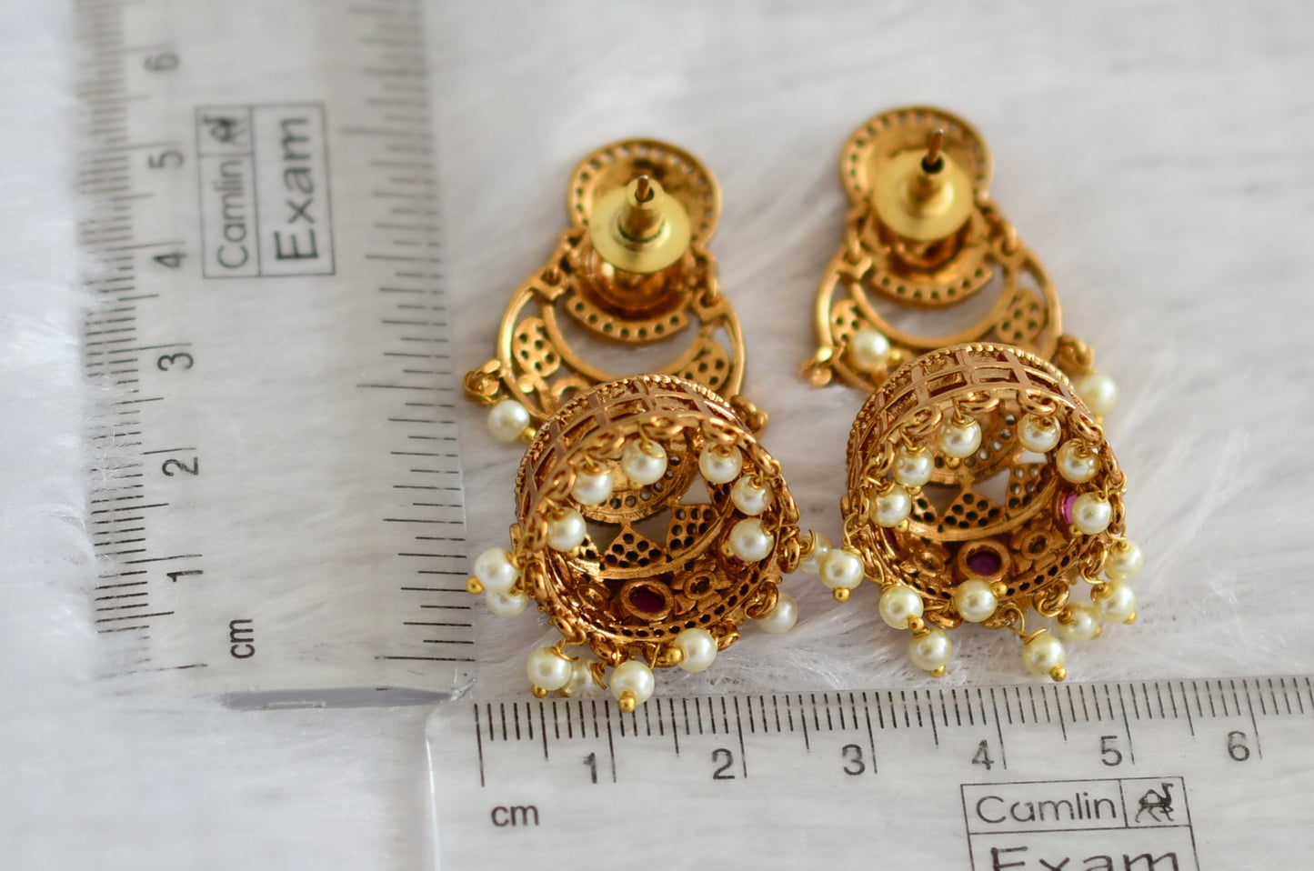 Matte finish cz kemp-green-white Shri Thirumal jhumkka dj-47085