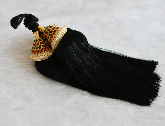 Gold tone kemp-green pearl bridal kuppulu ( hair accessories) dj-50815