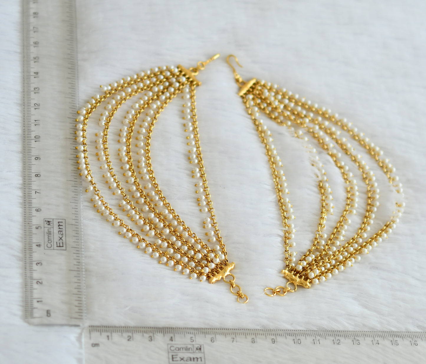 Matte finish pearl cluster ear side chain dj-48779