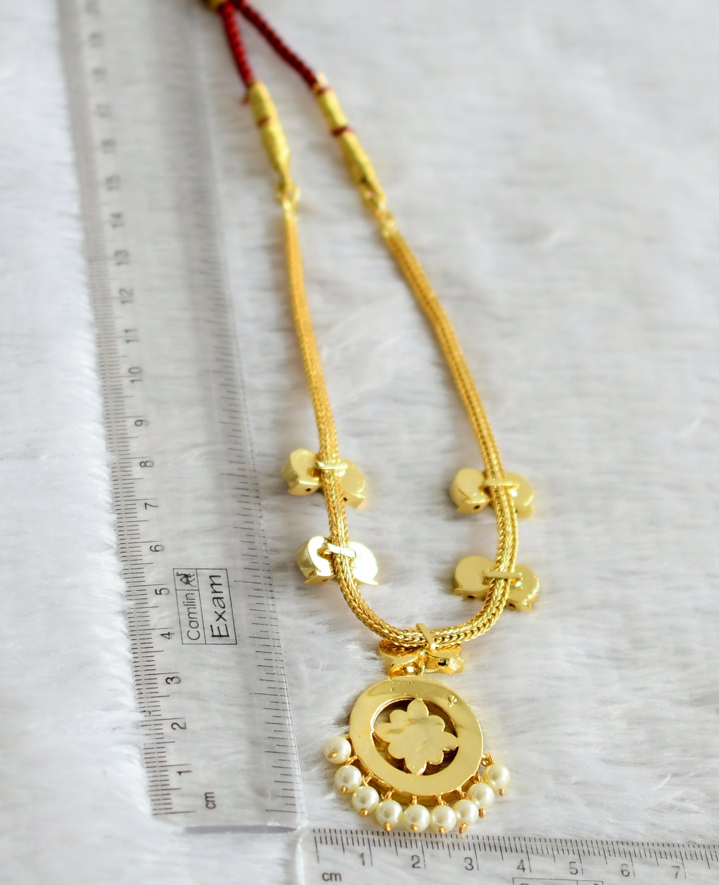 Gold tone precious kemp-green-white round mango necklace dj-48878