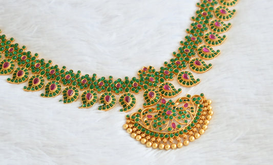 Matte finish green-kemp mango flower waist band/chain dj-50829