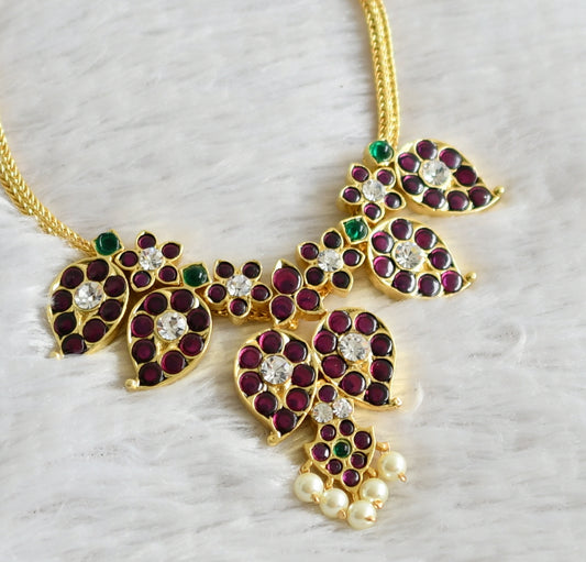 Gold tone precious kemp-green-white mango necklace dj-48880